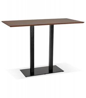Hoge design tafel &#039;ZUMBA BAR&#039; met notenhouten afwerking en zwarte metalen poot - 180x90 cm
