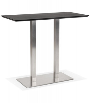 Zwarte hoge design tafel &#039;MAMBO BAR&#039; met geborsteld metalen poot - 150x70 cm