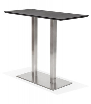Zwarte hoge design tafel &#039;MAMBO BAR&#039; met geborsteld metalen poot - 150x70 cm
