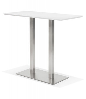 Witte hoge design tafel &#039;MAMBO BAR&#039; met geborsteld metalen poot - 150x70 cm