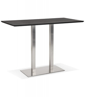 Zwarte hoge design tafel &#039;MAMBO BAR&#039; met geborsteld metalen poot - 180x90 cm