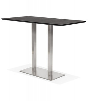 Zwarte hoge design tafel &#039;MAMBO BAR&#039; met geborsteld metalen poot - 180x90 cm
