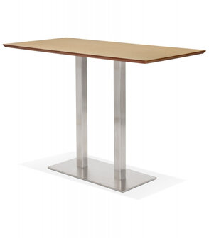Hoge design tafel &#039;MAMBO BAR&#039; van natuurlijk afgewerkt hout met geborsteld metalen poot - 180x90 cm