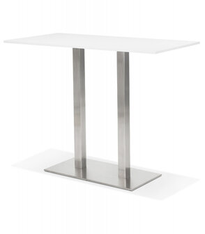 Witte design statafel &#039;DENVER BAR&#039; met geborsteld metalen poot - 160x80 cm