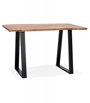 Table de bar haute &#039;RAFA&#039; en bois massif et m&eacute;tal - 160x90 cm