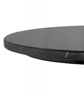 Landelijke, ronde en hoge tafel &#039;DOMY ROUND&#039; van zwart gemarmerde steen - 60x60 cm