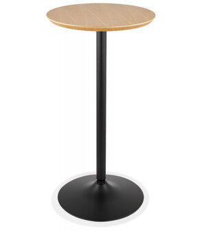 Ronde hoge tafel &#039;TAMAGO&#039; van natuurlijk afgewerkt hout en zwart metaal - &Oslash; 60 cm