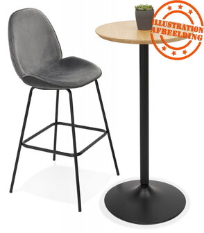 Ronde hoge tafel &#039;TAMAGO&#039; van natuurlijk afgewerkt hout en zwart metaal - &Oslash; 60 cm