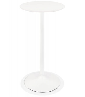 Ronde hoge tafel &#039;IDALGO&#039; van hout en wit metaal - &Oslash; 60 cm
