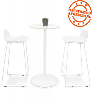Ronde hoge tafel &#039;IDALGO&#039; van hout en wit metaal - &Oslash; 60 cm