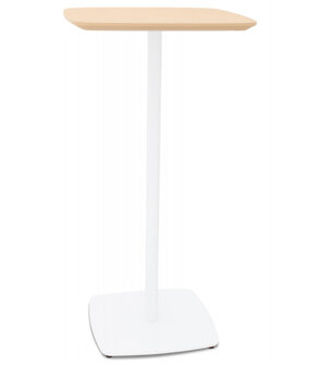 Hoge tafel &#039;PATATI&#039; in hout met natuurlijke afwerking en wit metaal - 60X60 CM