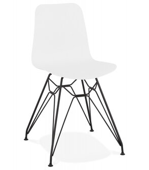 Design stoel &#039;GAUDY&#039; wit industri&euml;le stijl met zwart metalen voet