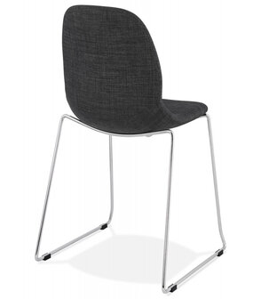 Design stoel &#039;DISTRIKT&#039; met donkergrijze stof en verchroomd metalen voeten