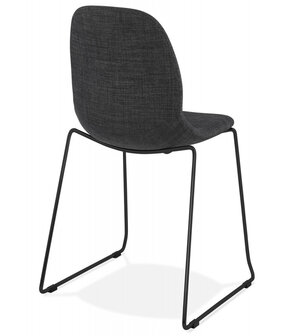 Design stoel &#039;DISTRIKT&#039; met donkergrijze stof en poten van zwart metaal