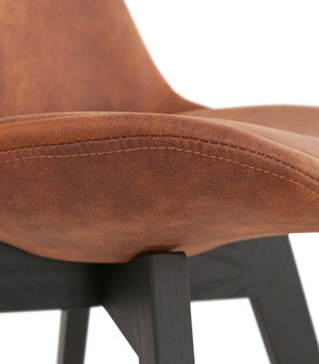 Stoel in bruine microfiber &#039;AXEL&#039; met structuur in zwart hout