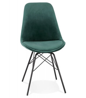 Design stoel &#039;ZAZY&#039; van groene fluweel met zwarte metalen poten