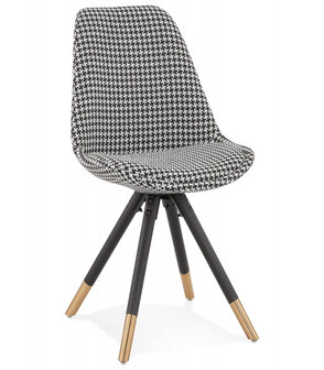 Design stoel &#039;HAMILTON&#039; in pied-de-poule-print stof en poten in zwart hout
