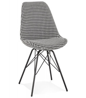 Design stoel &#039;ZAZY&#039; van pied-de-poule-print stof met zwarte metalen poten