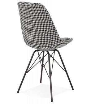 Design stoel &#039;ZAZY&#039; van pied-de-poule-print stof met zwarte metalen poten