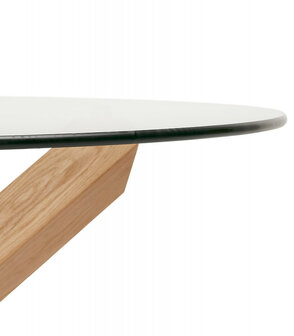Ronde salontafel &#039;MAGIK&#039; van glas en massief hout