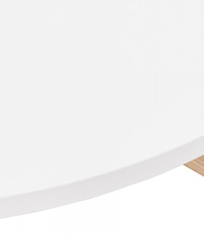 Witte ronde salontafel &#039;MARVEL&#039; met massief eikenhout - &Oslash; 80 cm