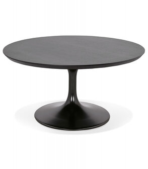 Ronde salontafel &#039;BUSTER MINI&#039; van zwarte hout en zwarte metalen poot - &Oslash; 90 cm