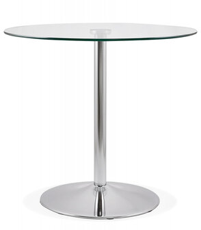 Kleine, ronde, glazen keukentafel &#039;YOUPI&#039; - &Oslash; 90 cm
