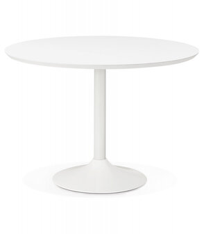 Ronde eettafel/bureautafel &#039;BARABAR&#039; van wit hout - &Oslash; 120 cm