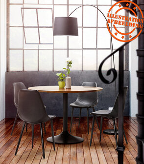 Ronde eettafel/bureautafel &#039;CHEF&#039; met notenhouten afwerking