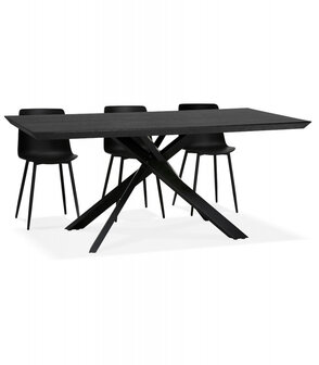 Design eettafel met x-vormige centrale voet &#039;WALABY&#039; van zwarte hout - 200x100 cm