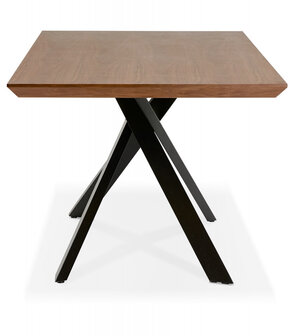 Design eettafel met x-vormige centrale voet &#039;WALABY&#039; van hout met noten afwerking - 200x100 cm