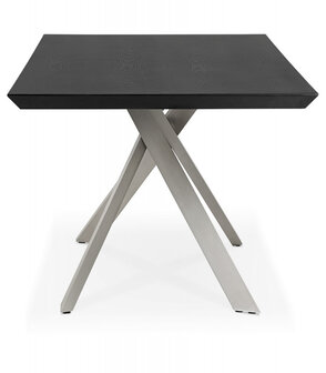 Design eettafel &#039;WALABY&#039; in zwart hout met centrale metalen voet - 200 x 100 cm