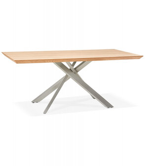 Eettafel &#039;WALABY&#039; in hout met natuurlijke afwerking en met centrale metalen voet - 200 x 100 cm