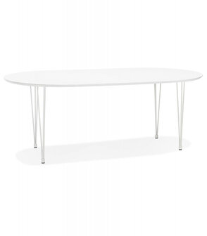 Ronde uitschuifbare witte eet-/vergadertafel &#039;CHAMONIX&#039; - 120(220)x120 cm
