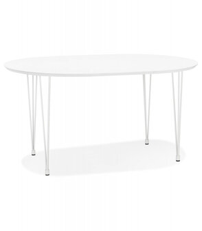 Ronde uitschuifbare witte eet-/vergadertafel &#039;CHAMONIX&#039; - 120(220)x120 cm
