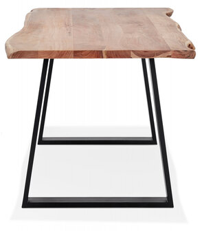 Industri&euml;le eettafel &#039;RAFA&#039; van massief hout en metaal - 160x90 cm