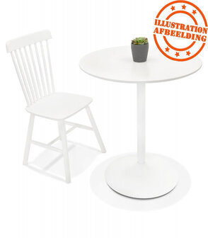 Ronde designtafel &#039;CHIVA&#039; van hout en wit metaal - &Oslash; 80 cm