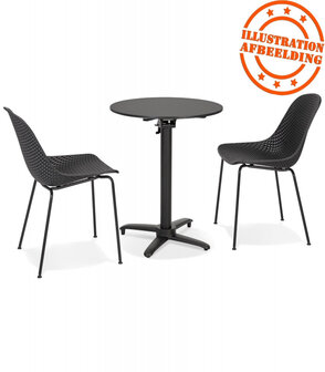 Table de terrasse pliable &#039;COMPAKT&#039; ronde noire - &Oslash; 68 cm