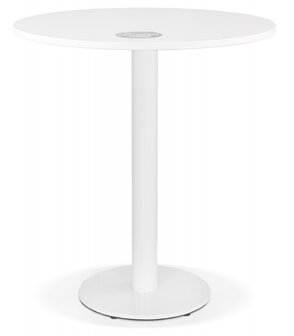 Rond eettafeltje &#039;LUCETTE&#039; van hout en wit gietijzer - &Oslash; 68 cm