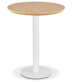 Rond eettafeltje &#039;BASTILLE&#039; van natuurlijk afgewerkt hout en wit gietijzer - &Oslash; 60 cm