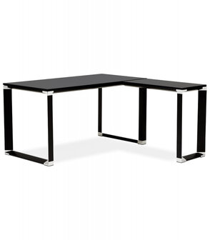 Design, hoekvormig directiebureau &#039;XLINE&#039; 160 van zwart hout (hoek naar keuze) - 160 cm