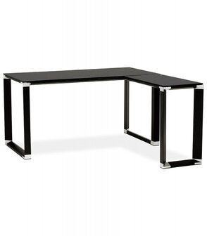 Design hoekbureau &#039;XLINE&#039; 160 van zwart glas (hoek naar keuze) - 160 cm