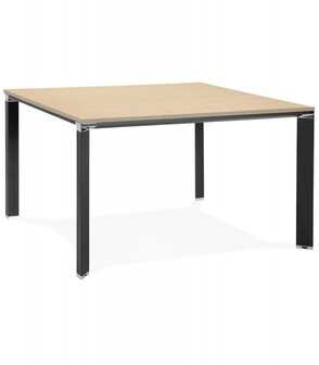 Vergadertafel / bench-bureau &#039;XLINE SQUARE&#039; met natuurlijke houten afwerking en zwart metaal - 140x140 cm