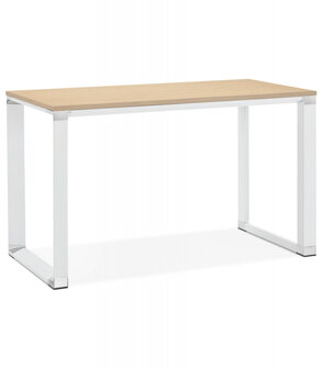 Klein recht designbureau &#039;XLINE&#039; in hout met natuurlijke afwerking en wit metaal - 140x70 cm
