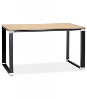Klein recht designbureau &#039;XLINE&#039; in hout met natuurlijke afwerking en zwart metaal - 140x70 cm