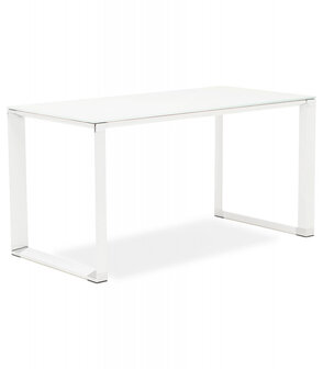 Klein recht designbureau &#039;XLINE&#039; uit wit glas - 140x70 cm