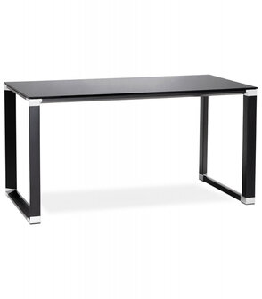 Klein recht designbureau &#039;XLINE&#039; uit zwart glas - 140x70 cm