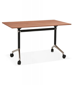 Plooibaar bureau &#039;FLEXO&#039; op wieltjes in houtafwerking notelaar - 140 x 70 cm