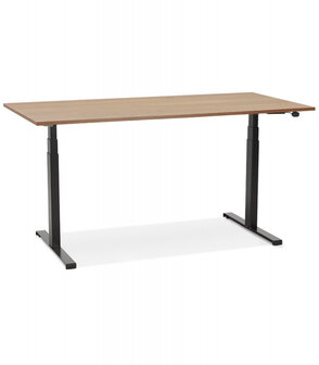 Zwarte ergonomische elektrische bureau &#039;TRONIK&#039; met blad in notenhouten afwerking - 160x80 cm