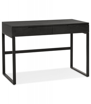Rechte design bureau &#039;DOMINIK&#039; van hout en zwart metaal - 120x60 cm